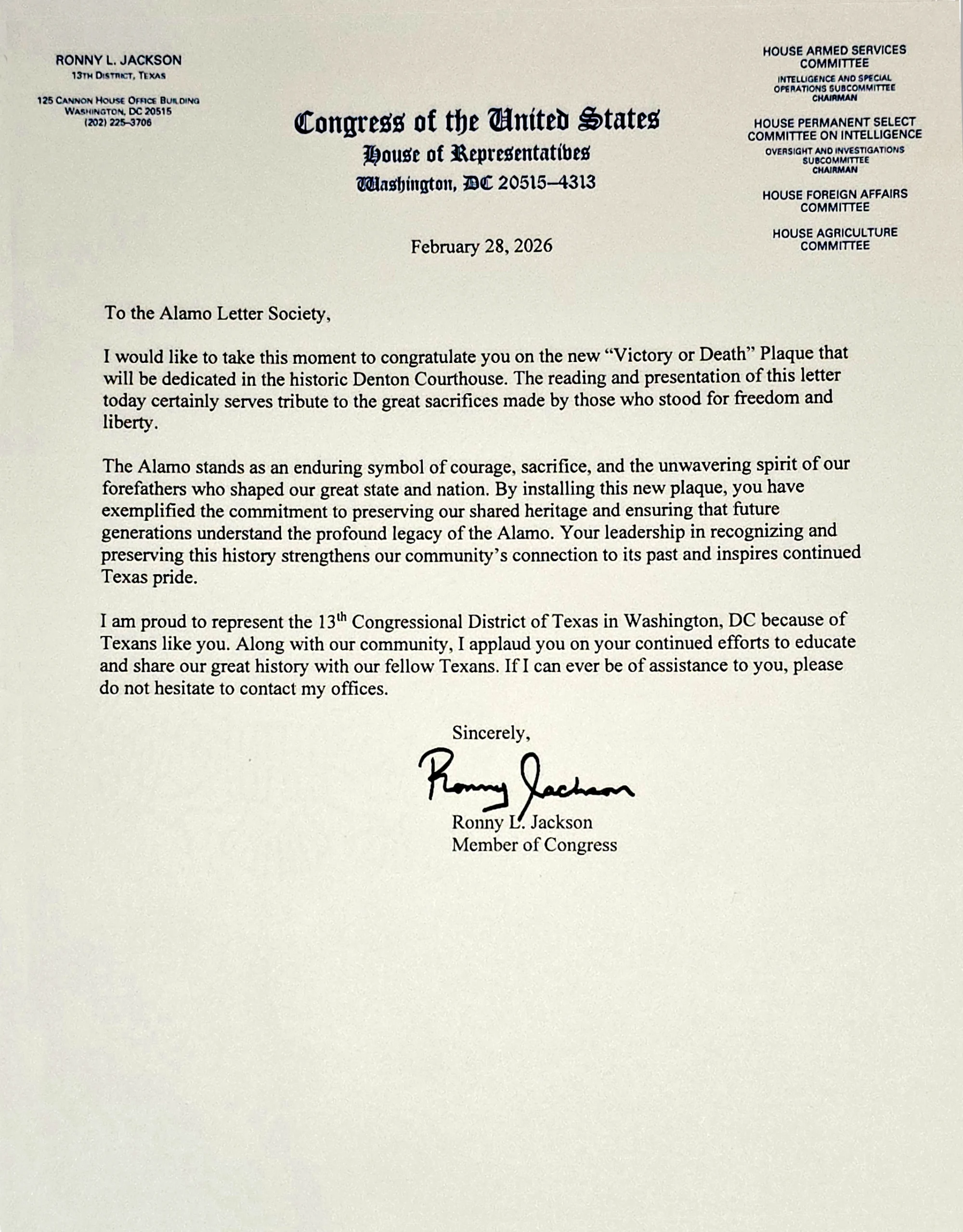 Congress Letter