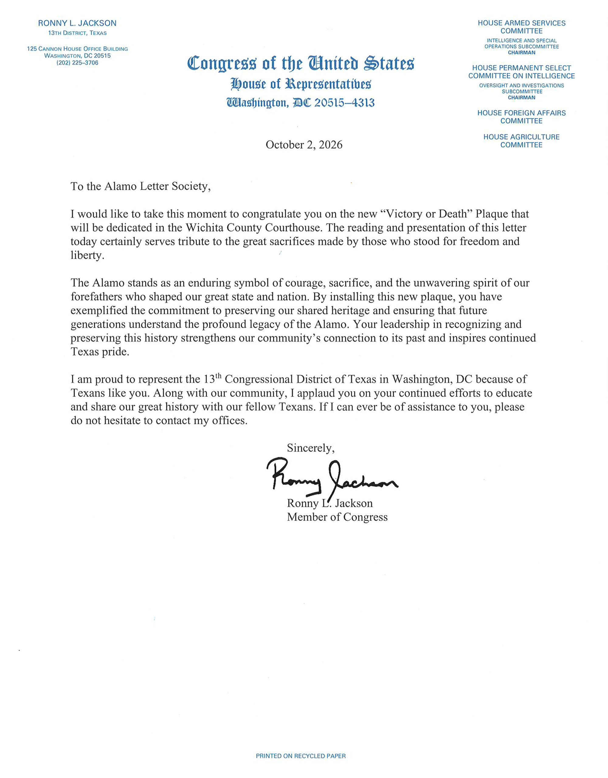 Congress Letter